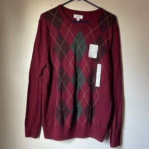 🆕Men’s Red Argyle V-Neck Sweater